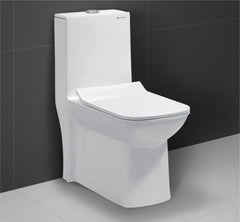 Glanza-Rimless One Piece Closet Lotus | 645x345x765mm | Ceramic Western Toilet/Water Closet | S-Trap-225mm | Washdown Flushing