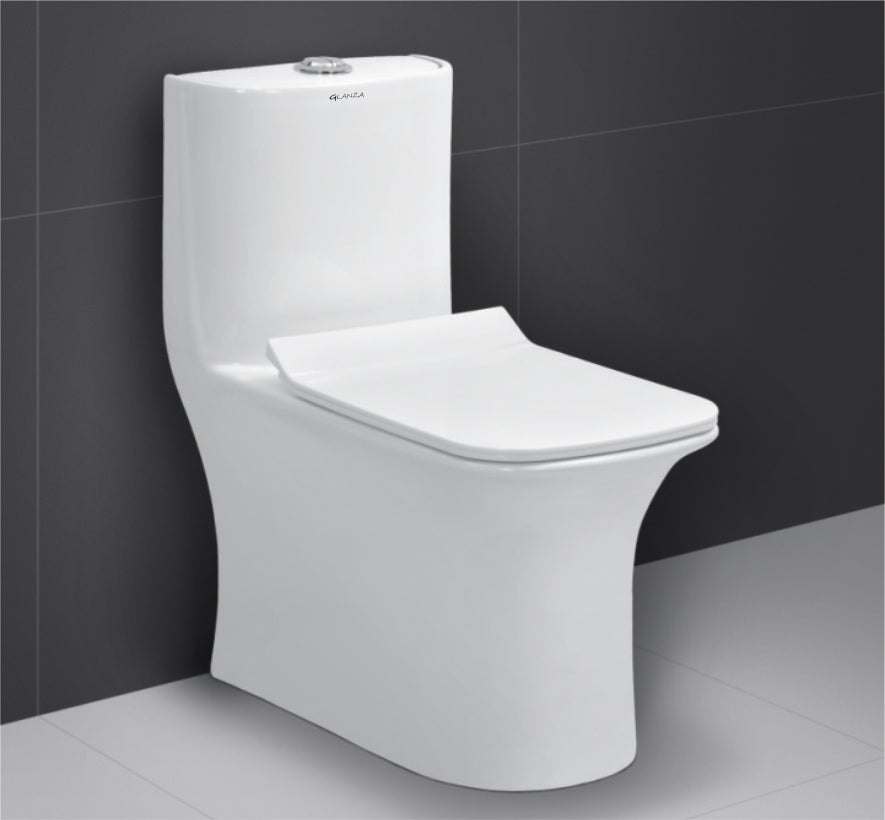 Glanza-6D One Piece Closet Sparrow | 640x345x735mm  | Syphonic Tornado Flushing  | Ceramic Western Toilet/Water Closet | S-Trap-225mm