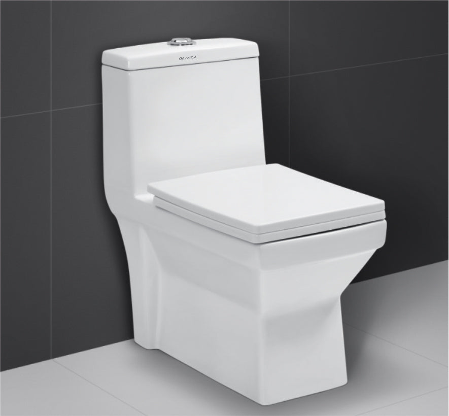 Glanza-6D One Piece Closet Space | 660x350x730mm | Syphonic Tornado Flushing  | Ceramic Western Toilet/Water Closet | S-Trap-225mm