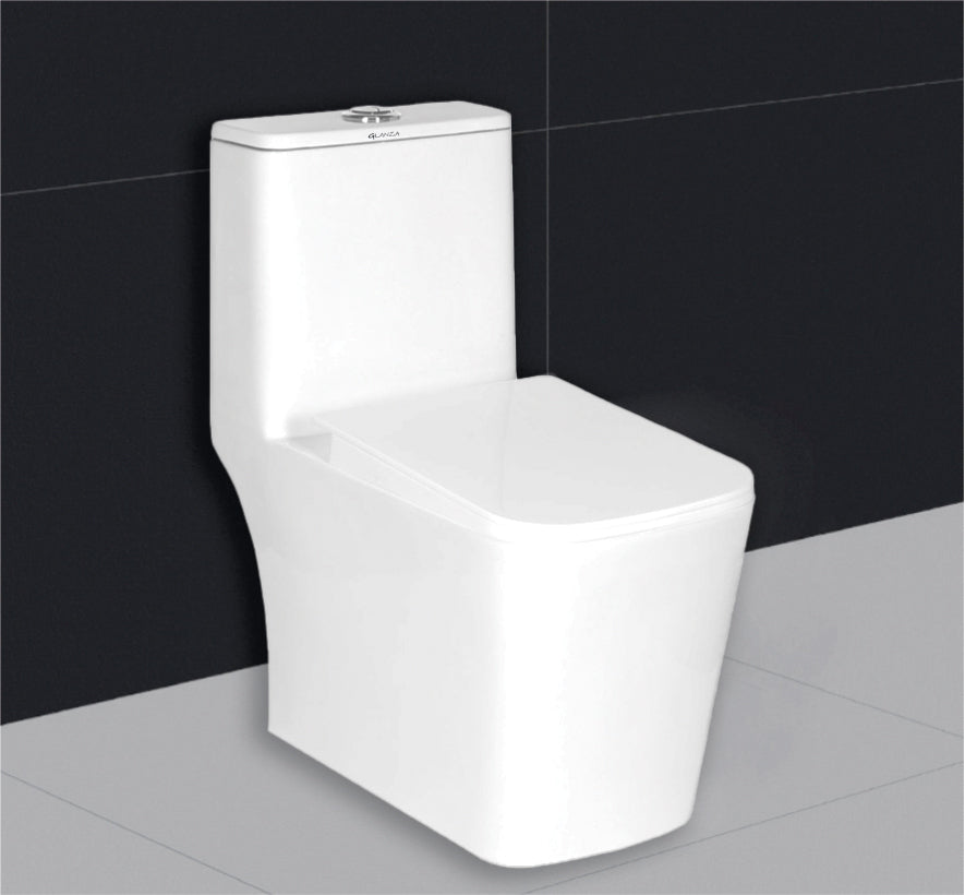Glanza-6D One Piece Closet Spectra | 650x370x740mm | Ceramic Western Toilet/Water Closet | Syphonic Tornado Flushing | S-Trap - 300/225mm