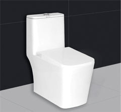 Glanza-6D One Piece Closet Spectra | 650x370x740mm | Ceramic Western Toilet/Water Closet | Syphonic Tornado Flushing | S-Trap - 300/225mm