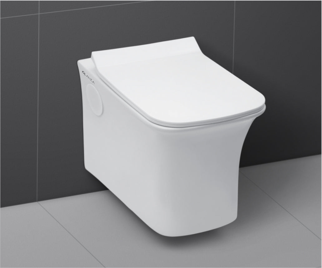 Glanza-Wall Hung Closet Simona | Syphonic Flushing 535x355x365mm | Ceramic Western Toilet/Water Closet |