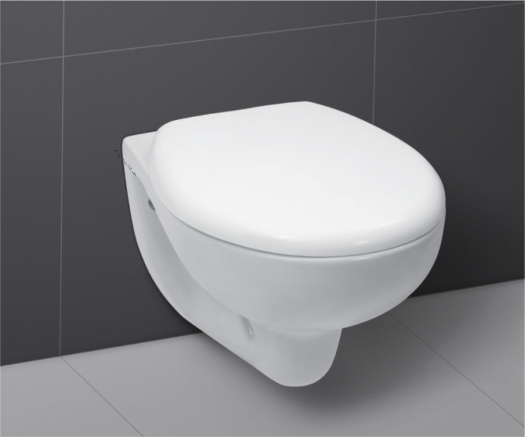 Glanza-Rimless Wall Hung Closet Nano | 480x350x340mm |  Ceramic Western Toilet/Water Closet