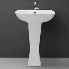 Glanza Full Pedestal Basin Hexa | 590x485x855mm | Ceramic