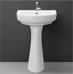 Glanza Ceramic Full Pedestal Wash Basin – Terra | 560x420x885mm | Ceramic