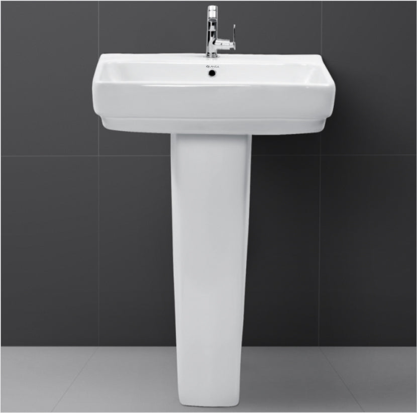 Glanza Full Pedestal Basin Brio | 550x450x830mm | High-grade Premium Ceramic