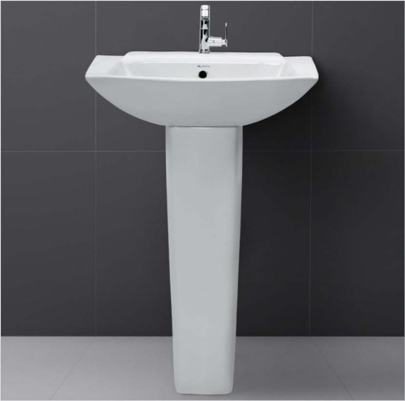 Glanza Full Pedestal Wash Basin – Gloria | 570x425x860mm | Ceramic