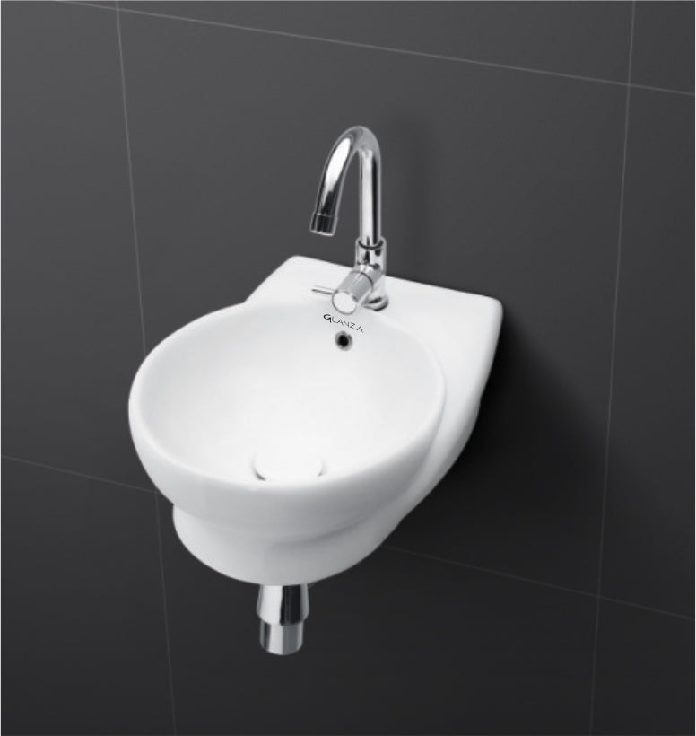 Glanza Wall Hung Basin Daisy | 300x445x150mm | Ceramic