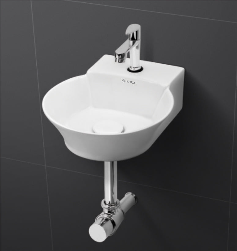 Glanza Wall Hung Basin Nexa | 350x300x100mm | Ceramic