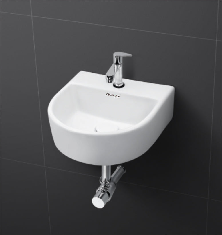 Glanza Wall Hung Basin Sisel | 330x330x125mm | Ceramic
