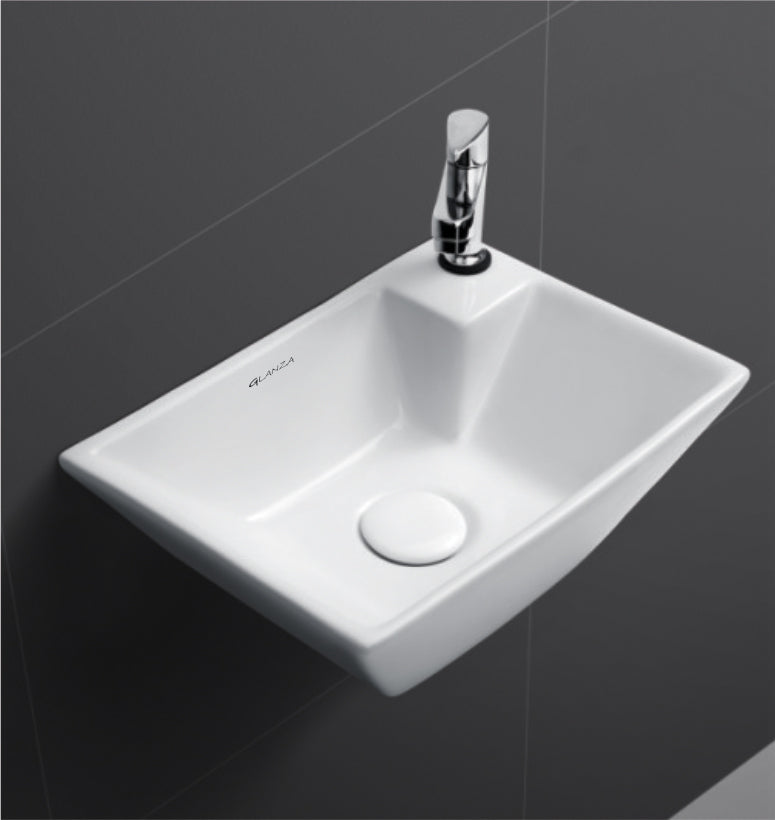 Glanza Wall Hung Basin Nova | 370x260x130mm | Ceramic