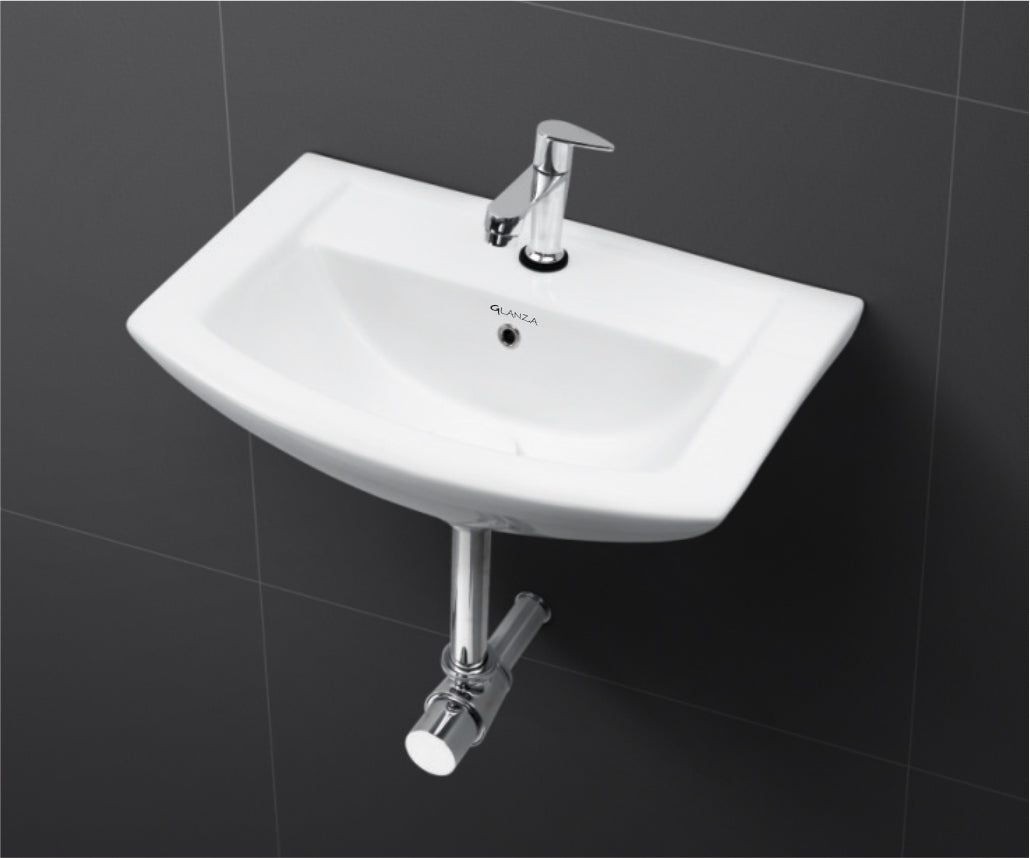 Glanza Wall Hung Basin Cipro | 445x325x160mm| Ceramic