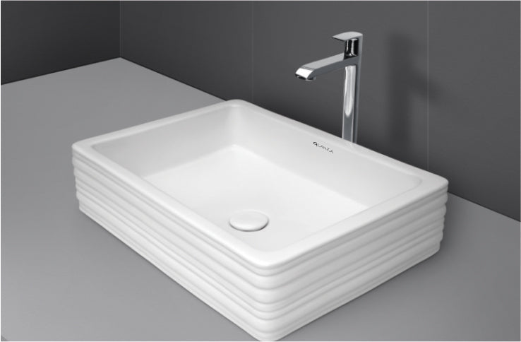 Glanza Table Top Basin Stripe | 560x400x130mm | Ceramic