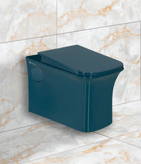 Glanza-Wall Hung Closet Simona Kinetic Blue (Glossy) | 535x355x365mm | Syphonic Flushing | Ceramic Western Toilet/Water Closet